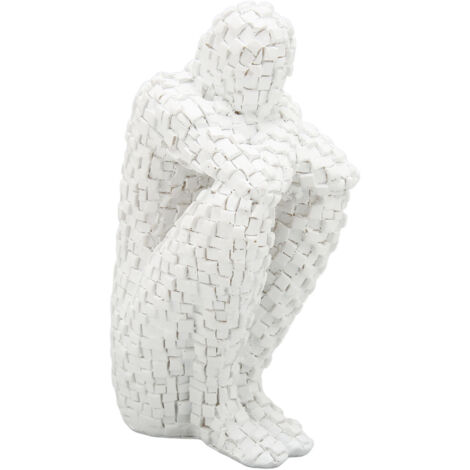 Sculpture en Résine Blanche Écologique, Mosaïque Moderne pour Bureau ou Étagère Chambre - Soutien-Livres Décoratif
