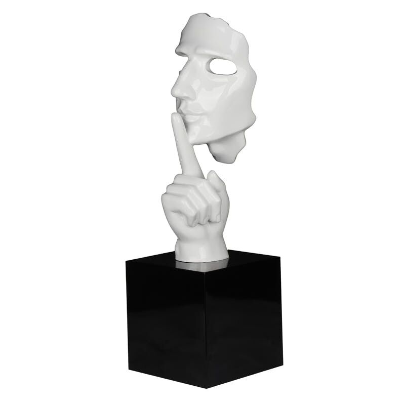 Pier Import - Sculpture 'En Secreto' visage et main blanc sur socle H57cm