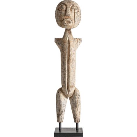 Sculpture ethnique Barak en bois exotique - Beige sable élégant et naturel