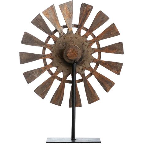 Sculpture façon roue en bois et métal Georgia