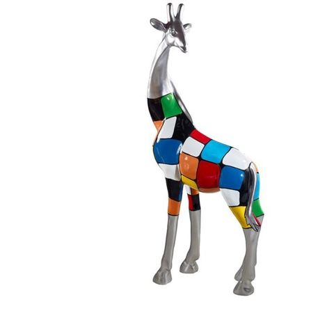 Sculpture Girafe Design et Colorée 165 cm par Zendart Design - Multicolore - Utilisable en extérieur et en intérieur - Coloré - Multicolore