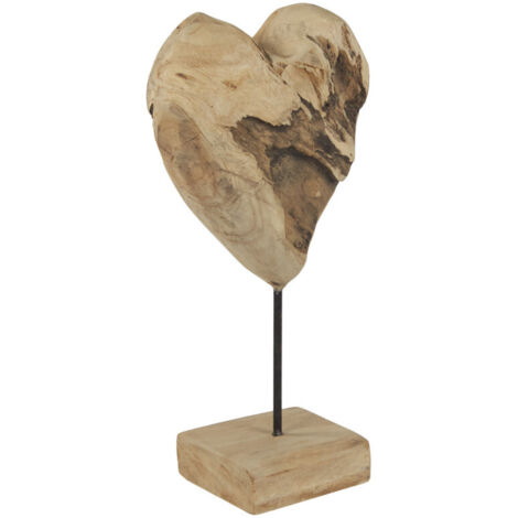 Sculpture H. 39 cm cœur et socle en bois de teck - JUDITH 1