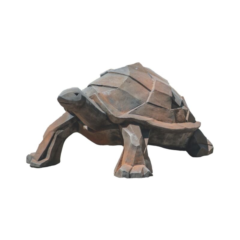 Jardinex - Sculpture jardin tortue - style Cubique - h. 25 cm - Gris