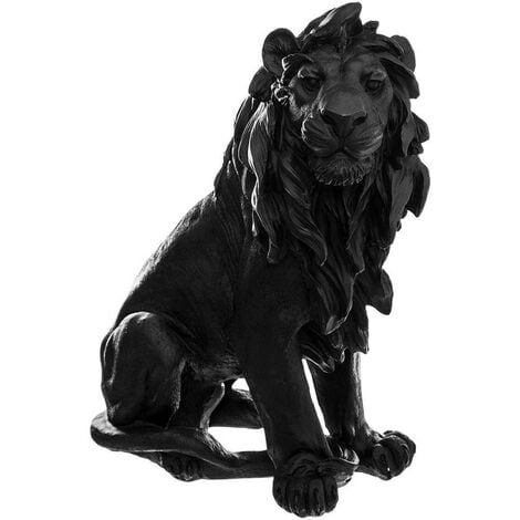 Sculpture lion en résine H31 noir - Noir