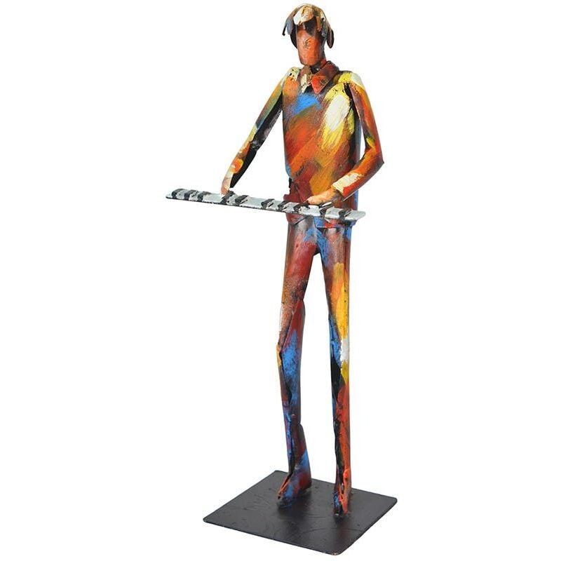 Sculpture moderne en métal peint claviériste