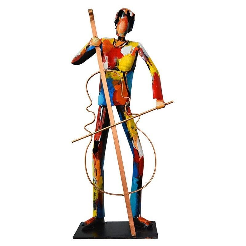Sculpture moderne en métal peint contrebasse