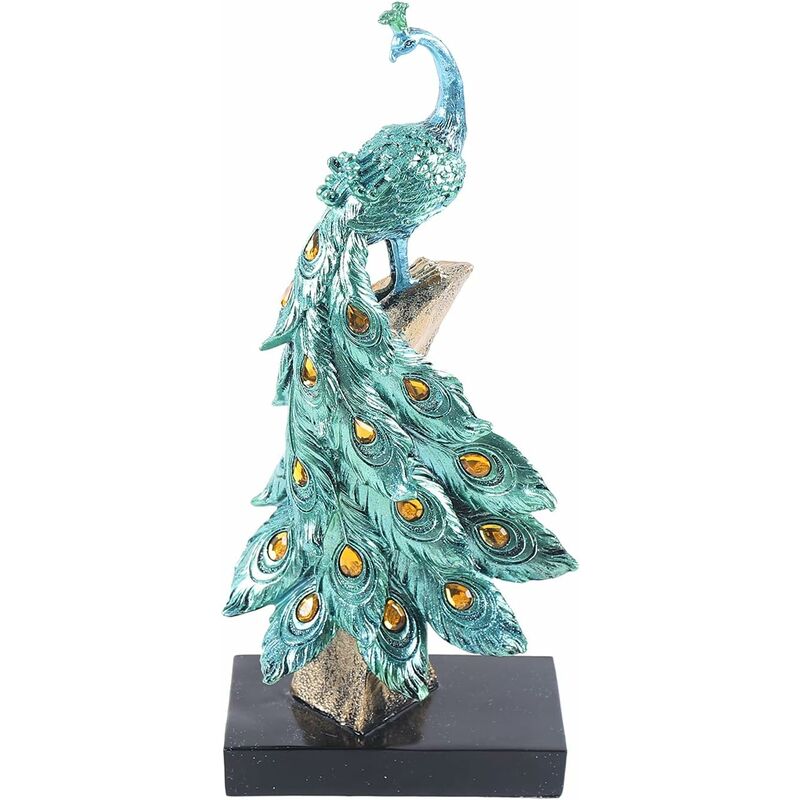 Gojoy - Bleu Sculpture Moderne Ornement de Paon Ornement de Bureau Paon Résine Animal Déco