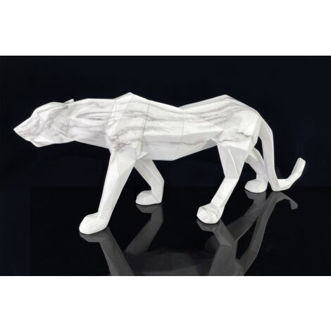 Sculpture moderne panthère blanche effet marbre 68 cm