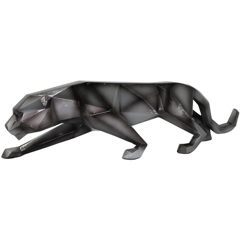 Sculpture moderne panthère gris anthracite 48 cm