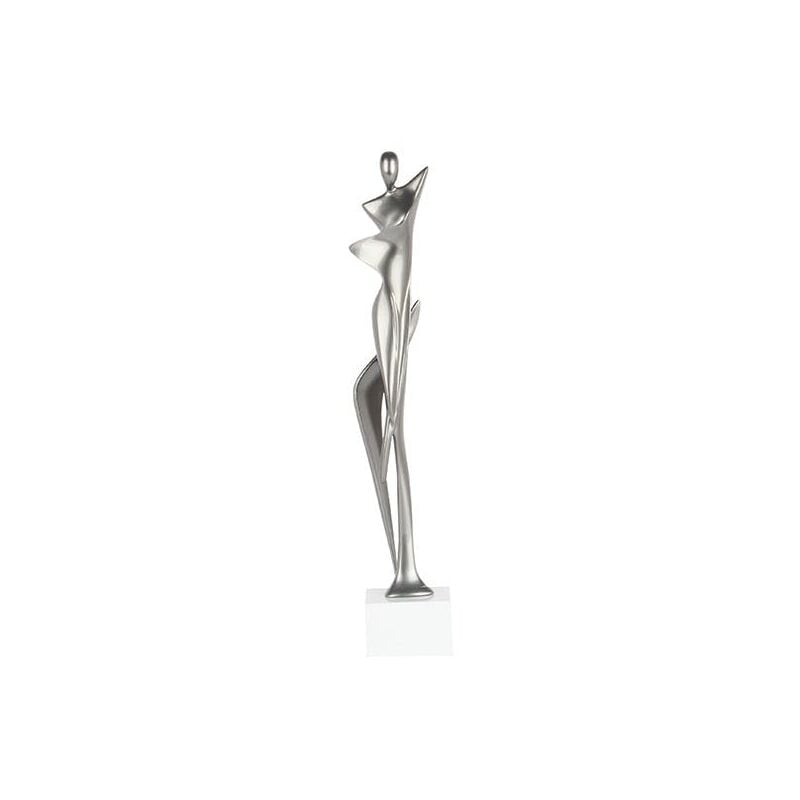 Sculpture moderne silhouette de femme couleur argent 43 cm