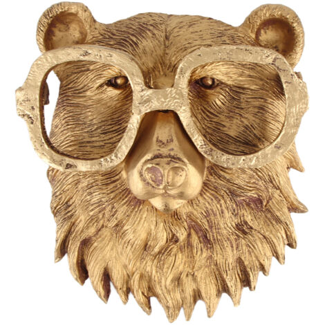 Sculpture murale d'animal en résine bronzée imperméable, ornement de tête d'animal pour décoration intérieure extérieure
