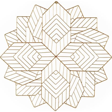 Sculpture murale dorée en métal motif géométrique élégant - doré géométrique élégant