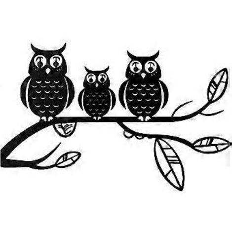 Sculpture murale en métal en forme de hibou, silhouette animale mignonne, décoration murale en fer forgé noir, pour la maison, le jardin, le porche et les arbres