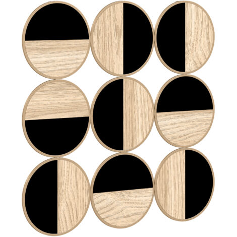 Sculpture murale métallique à disques multiples, design unique, 60x60 cm, couleur nature et noir