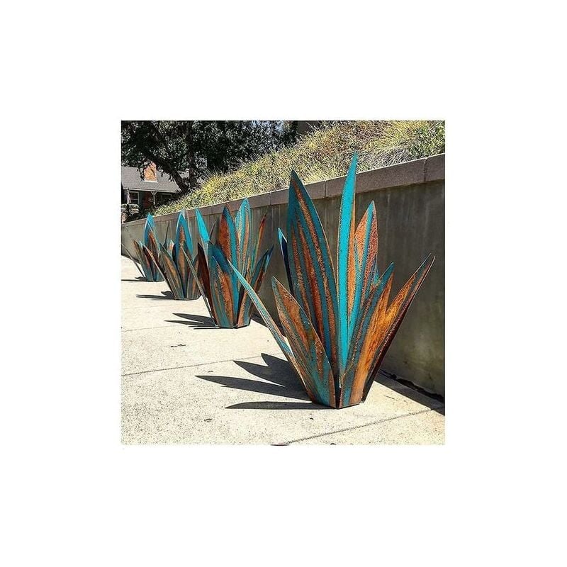 SNQ - Sculpture rustique de tequila, plante d'agave en métal de bricolage, agave en métal peint à la main rustique, statue de décoration d'art de