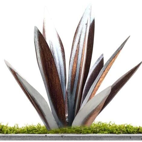 Sculpture rustique en forme de tequila : décoration artistique, statue, décoration intérieure, figurine de jardin, ornement de pelouse, tuteur de jardin, plante d'agave en métal d'extérieur, 27 cm, co