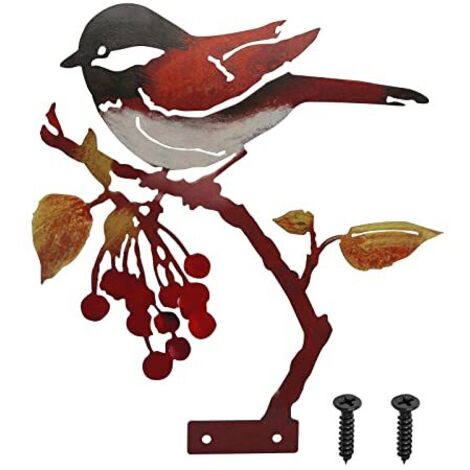 Sculptures en métal d'oiseaux décoratifs de jardin, décoration de jardin en rouille pour l'extérieur, décoration d'automne en rouille, oiseaux rouillés avec vis, sculptures de jardin en métal