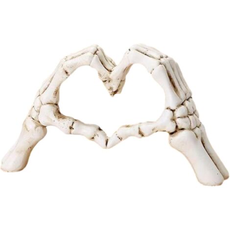 Scultura a forma di cuore, adatta per mensole, decorazioni per la casa, ornamenti d'amore in resina a forma di teschio.