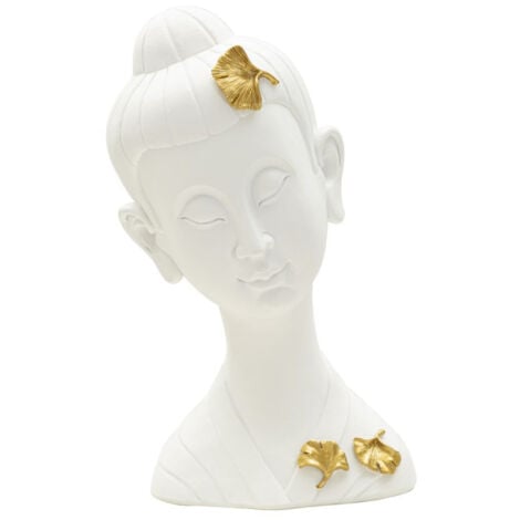 Scultura MF373, Poliresina, Bianco, Oro, 21,5x16x35 cm