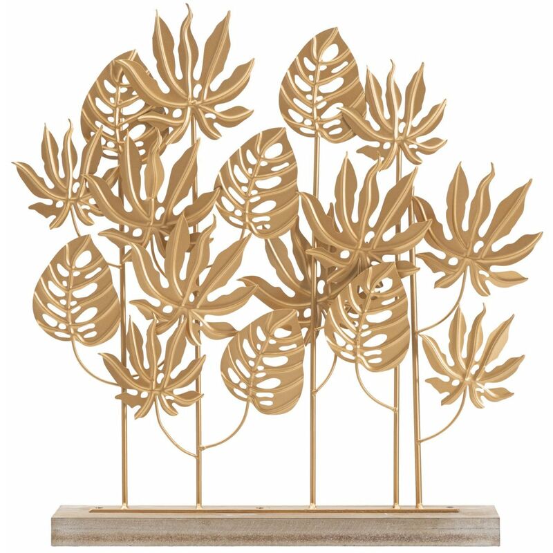 Image of Foglie decorative in ferro color oro con base per decorazioni ambienti -Foglie di palma