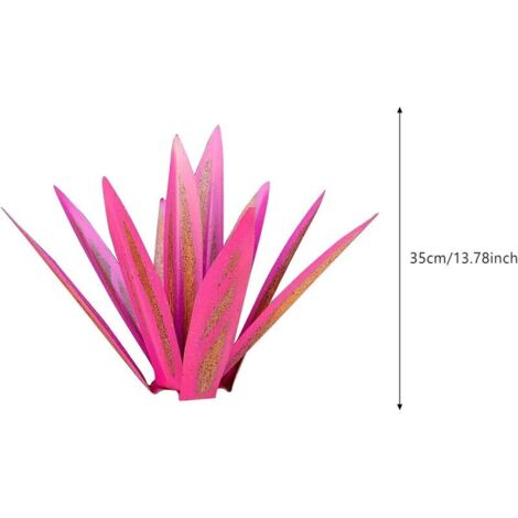 Scultura rustica di agave rosa da 35 cm – Statua Art Déco, decorazione per interni, statua da giardino, ornamento per prato, paletto da giardino, pianta di agave in metallo per patio esterno
