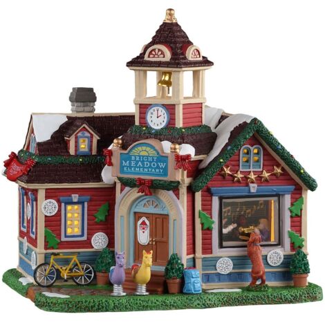Scuola Elementare Bright Meadow Edificio Luminoso Villaggio di Natale Lemax