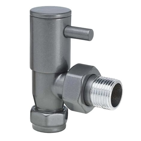 Scuro Angled Modern Style Grey Finish Radiator Valves Ex-Bathstore