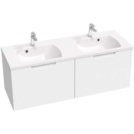 SD Classic II 1300 Armario para debajo del lavabo doble, blanco/blanco