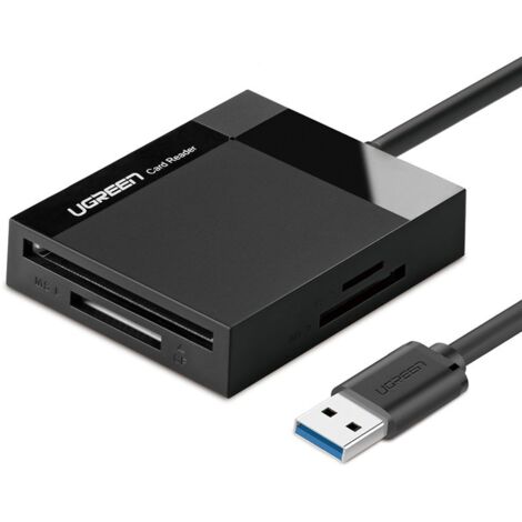 SD-/Micro-SD-/CF-/MS-Speicherkartenleser, USB 3.0-Stecker – Schwarz