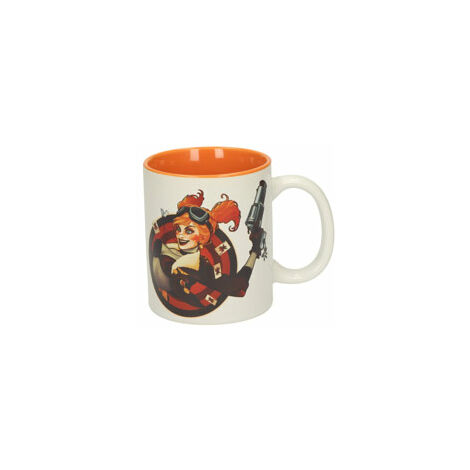 SD toys Mug avec motif de pistolet Harley Quinn, céramique, blanc et orange, 10x14x12 cm