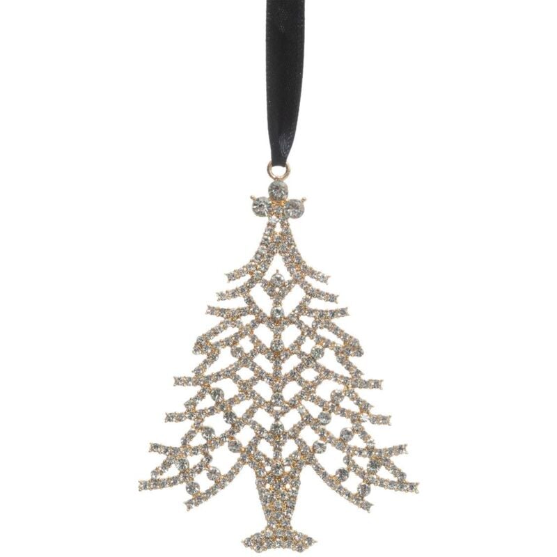 Fééric Lights And Christmas - Decorazione per abete in metallo con strass oro da 10 cm - Atmosphera créateur d'intérieur