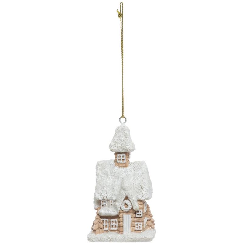 Decorazione albero di natale in resina casa di neve beige 8cm - Atmosphera créateur d'intérieur