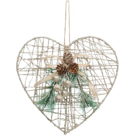 SDN CORAZÓN DE YUTE METÁLICO 22CM - Feeric lights & christmas