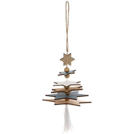 SDN HOLZ TANNE POMPOM BL 18CM - Atmosphera créateur d'intérieur