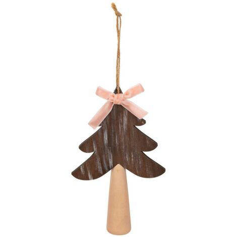 SDN MADERA DE ABETO LAZO ROSA 15CM - Feeric lights & christmas