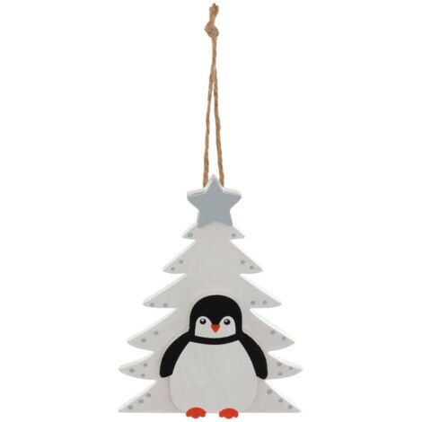 SDN MADERA PINGÜINO ABETO BL 13CM - Feeric lights & christmas