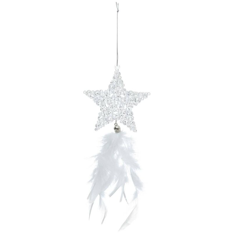 Decorazione per albero di natale perla stella piuma bianca 23cm - Atmosphera créateur d'intérieur