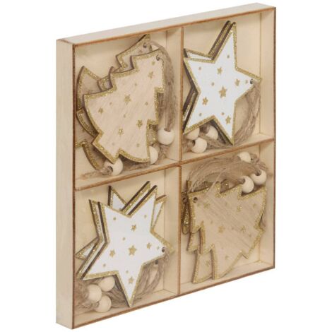 SDN SET MADERA 12PCS FORMA 4ASS - Feeric lights & christmas
