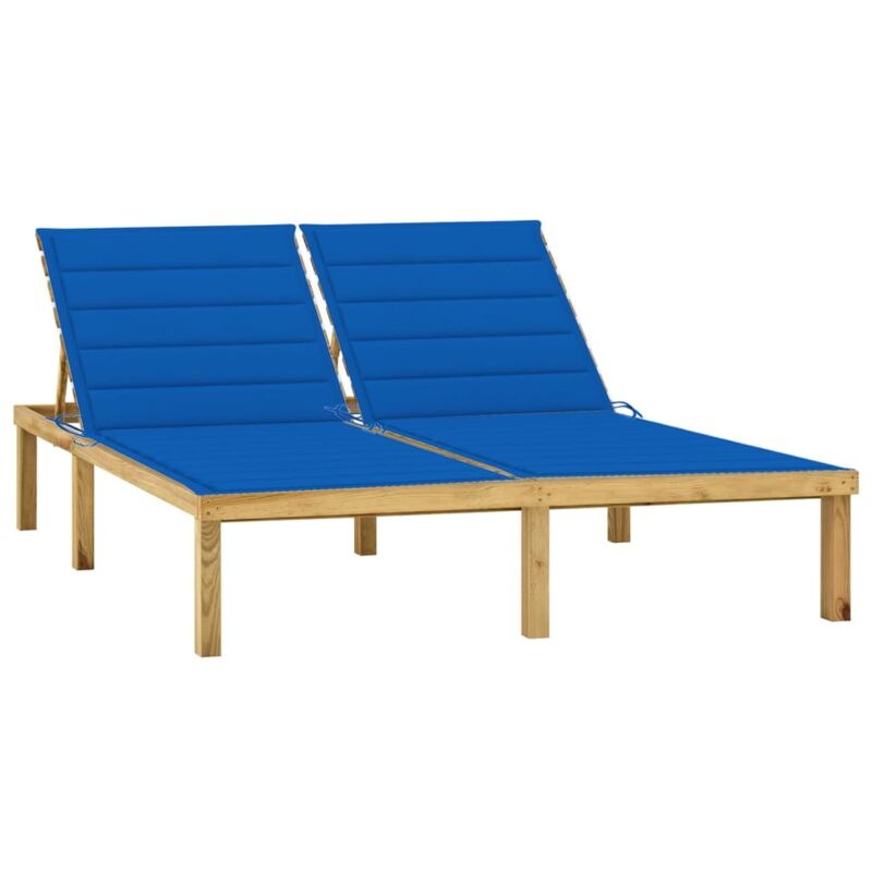 Furniture Limited - Lettino Prendisole Doppio e Cuscini Blu Reale - Blauw