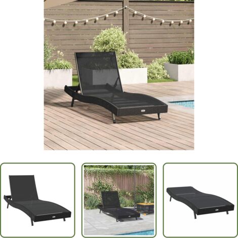 Sdraio all'aperto -  Lettino da sole Nero 197 x 70 x 82 cm polyrattan