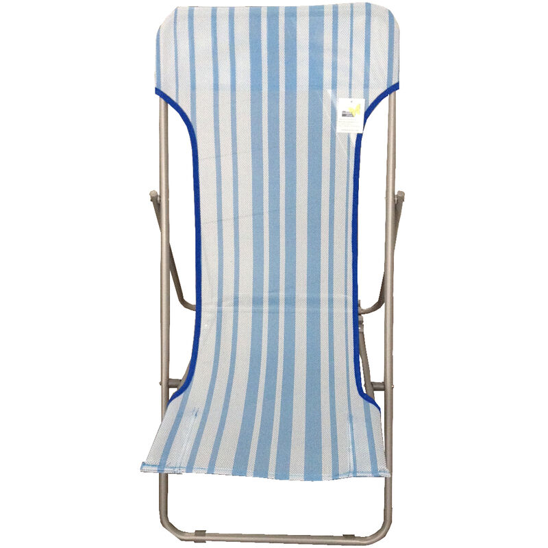 Chaise longue de plage en acier et textilène 450 gr/m² Rayure bleu clair