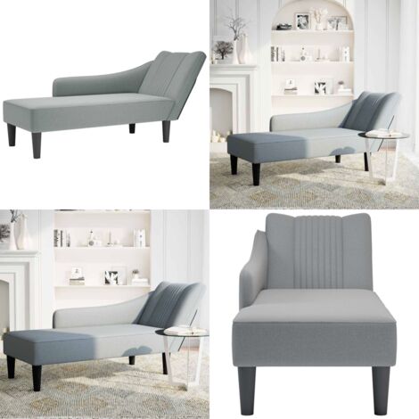 Sdraio con Bracciolo Destro in Tessuto Grigio Chiaro - Chaise longue - Seduta comoda
