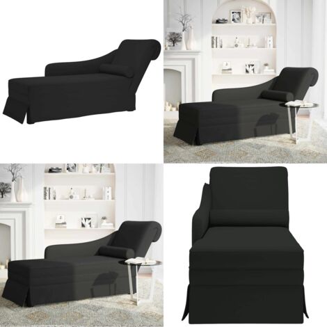 Sdraio con Capezzale e Bracciolo Destro in Velluto Nero - Cuscino - Divano letto