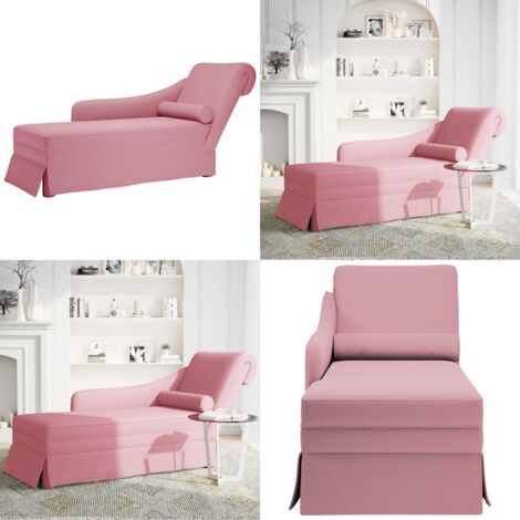 Sdraio con Capezzale e Bracciolo Destro in Velluto Rosa - Cuscino - Divano letto