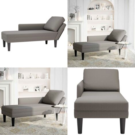 Sdraio con Cuscino Destro in Velluto a Coste Grigio Chiaro - Cuscino - Divano letto