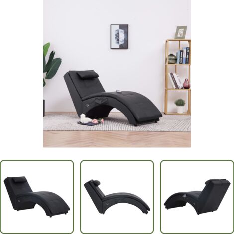 Sdraio con cuscino -  Sdraio Massaggiante con Cuscino Nero in Similpelle