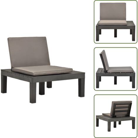 Sdraio con cuscino - vidaXL Sedia a Sdraio da Giardino con Cuscino in Plastica Antracite - Sdraio elegante