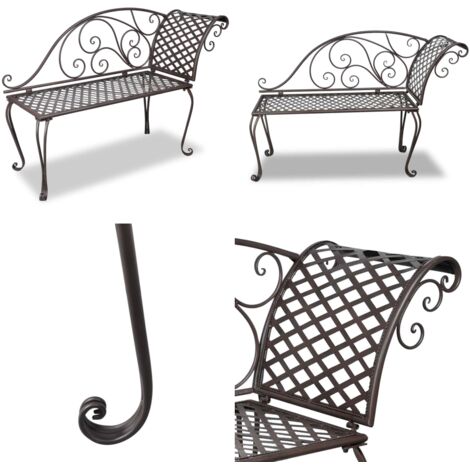 Sdraio da Giardino 128 cm in Acciaio Stile Anticato Marrone - Letto da giardino - Sdraio in acciaio