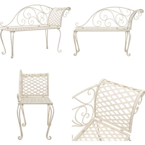 Sdraio da Giardino 128 cm in Metallo Anticato Bianco - Letto da giardino - Letto in metallo