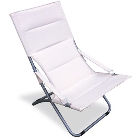 sdraio da giardino essenza "capri" in acciaio e pvc ecrù 87x86x60 cm